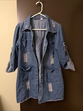 Source Unknown Distressed Blue Denim Jacket